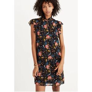 Madewell x No.6 size 00 100% Silk Beacon Dress in Garden Bouquet black floral